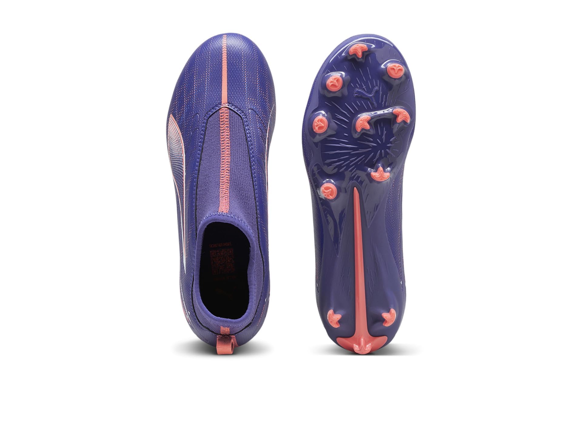 PUMA Ultra Match Laceless Firm Artificial Ground Sneaker, Lapis Lazuli White-Sunset Glow, 3.5 US Unisex Big Kid