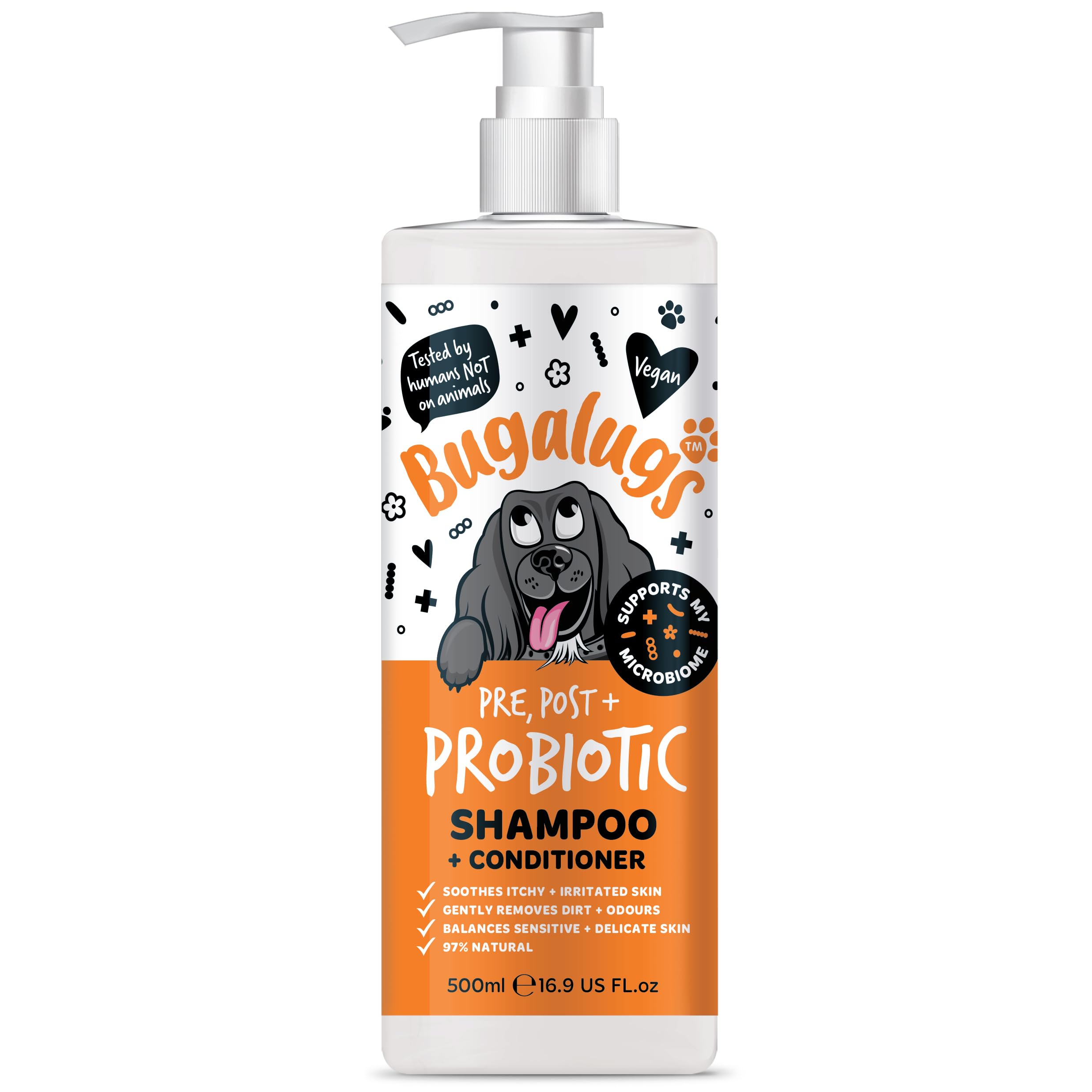 Bugalugs Probiotics for Dogs Natural Dog Shampoo with Pumpkin Powder for dogs – Soothes Itchy & Irritated Paws, Supports Microbiome, Itchy Skin & Paws (Probiotic Shampoo 500ml)