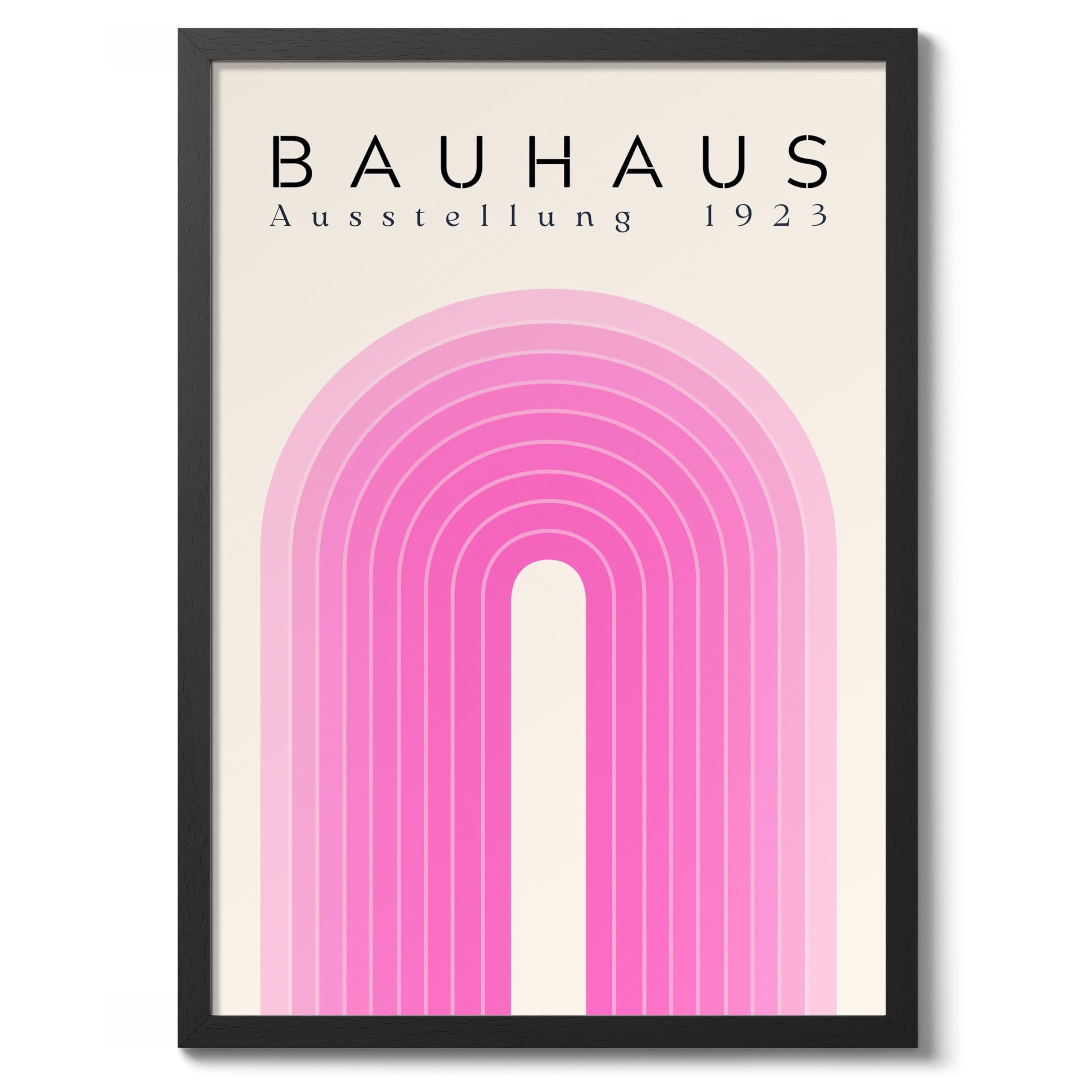 Pink Arches Bauhaus Poster Mid Century Modern Wall Decor Print, Abstract Geometric Wall Art Boho Abstract Artwork Architecture, Archival Matte, A5 (Black Frame) - 21x14.8cm โ image 1