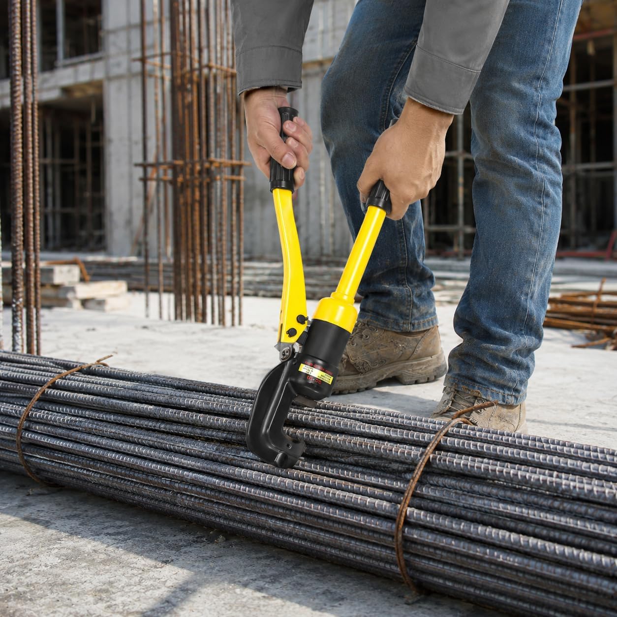 Taglierina idraulica per tondo per cemento armato 8T, taglierino portatile per bulloni e catena per acciaio da 4-16 mm con scatola per il trasporto