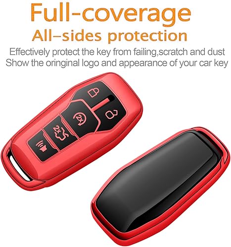 Miniatura 8 de Sindeda Funda para llavero Ford con llavero de poliuretano termoplástico suave de alta calidad, protección completa, compatible con Ford Fusion