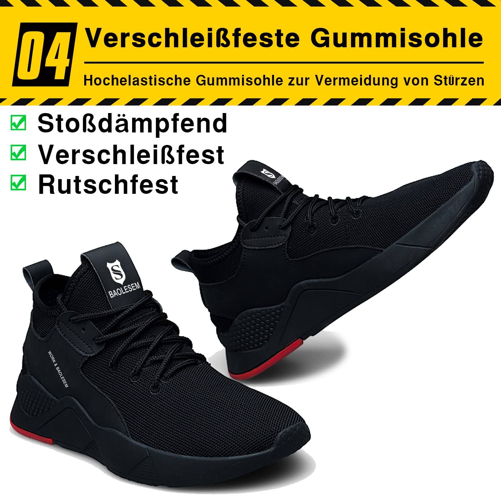 Sicherheitsschuhe Herren Arbeitsschuhe Damen Leicht Atmungsaktiv Sportlich Schutzschuhe mit Stahlkappe Sneakers