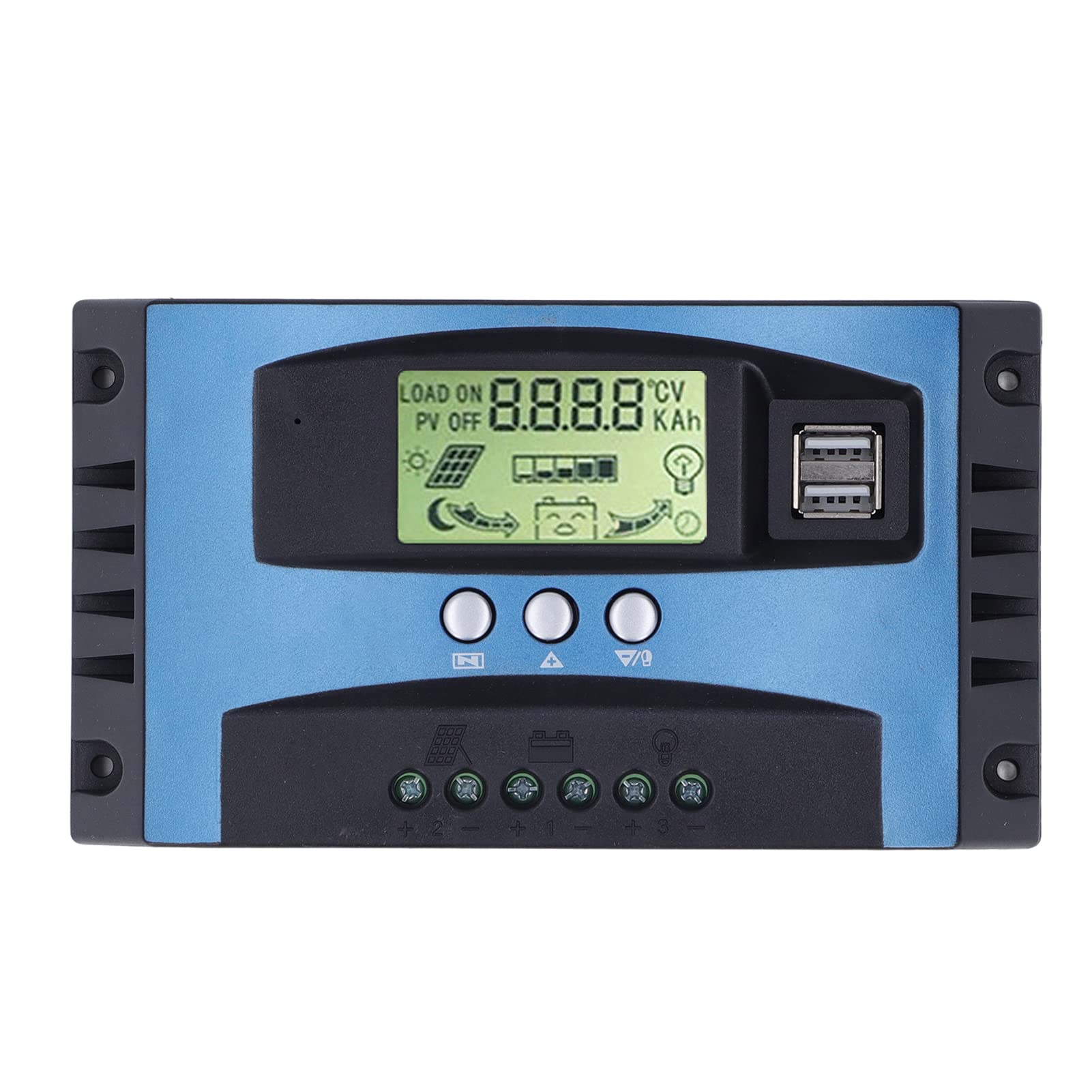Regolatore di carica solare MPPT 40A 12V 24V Regolatore fotovoltaico in lega di alluminio con display LCD Doppie porte USB 5V 2A e ingresso fotovoltaico massimo 50V per di (60A)