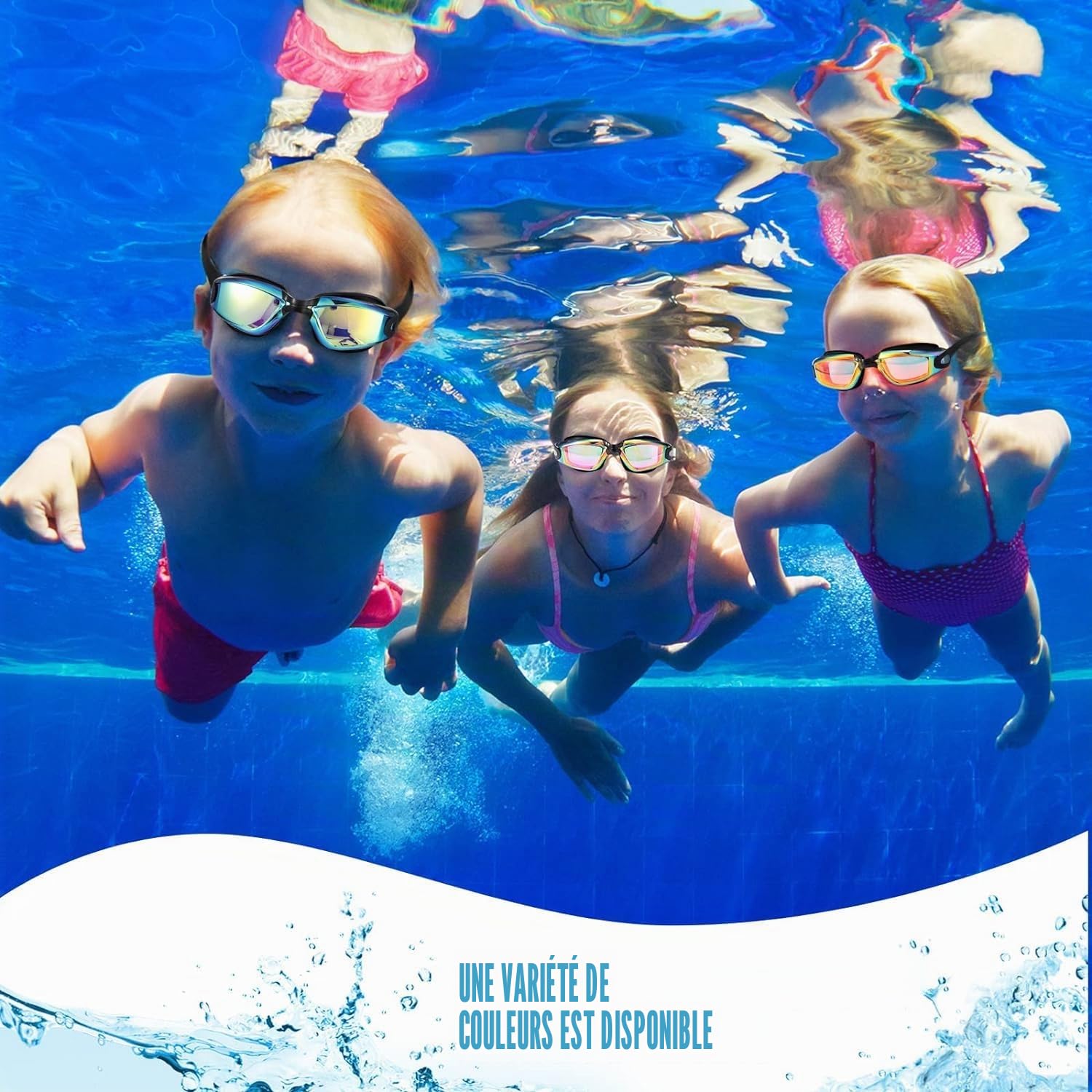 Lot de 2 lunettes de natation pour enfants de 3 à 15 ans, verres pour sports nautiques, cadeaux pour filles et garçons