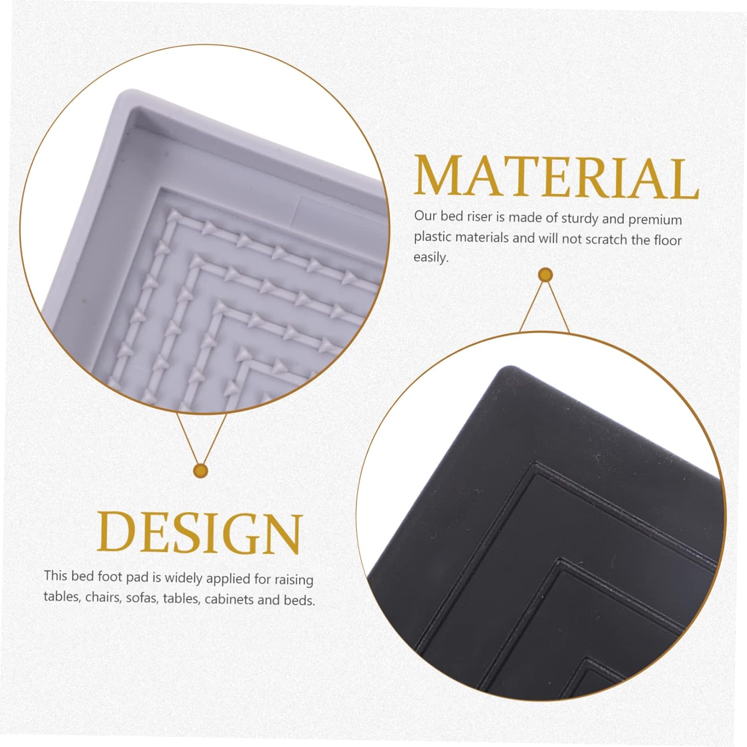 8 Pcs Plastic Bed Risers Furniture Height Lift for Sofa Chair Desk Adjustable Bed Foot Pad for Increased Stability Heavy Duty Support for Home Use