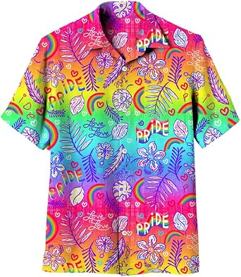 Wes and Willy LGBT Pride Hawaiian Button Down Shirt