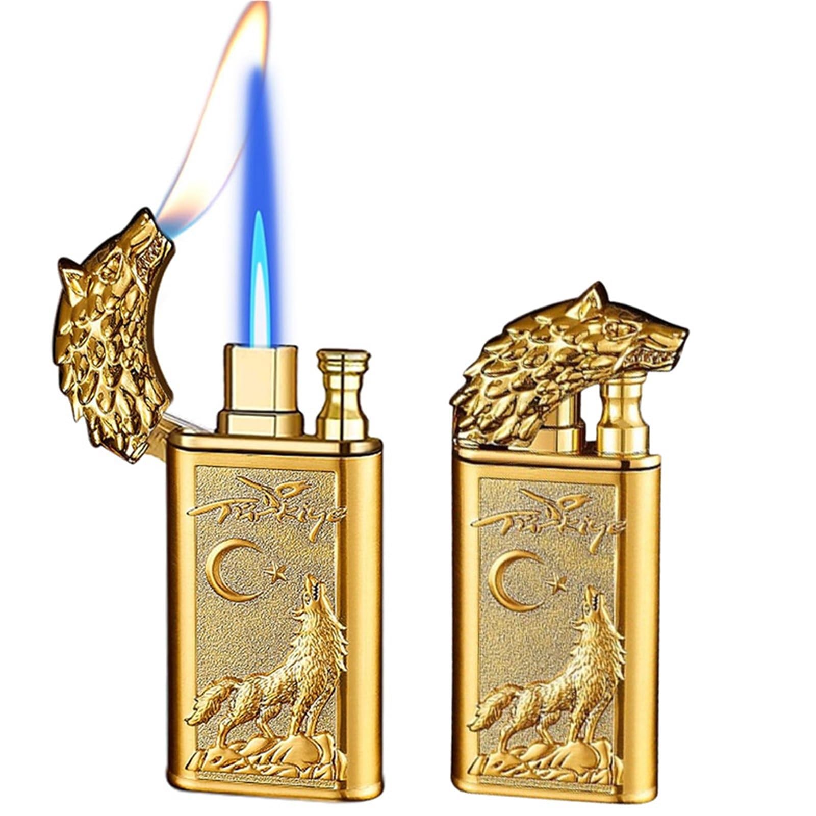 Encendedor resistente al viento de doble llama ajustable para un encendido rápido