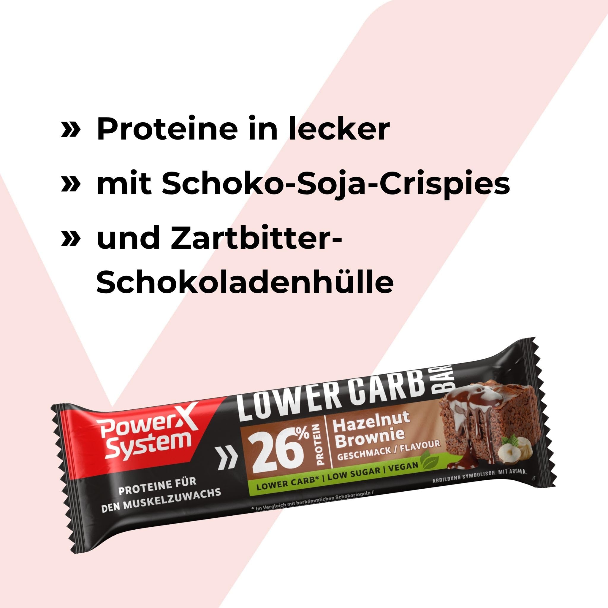 Power System Lower Carb Hazelnut Brownie Proteinriegel vegan 28x40g
