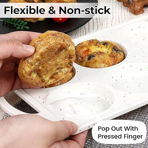 Miniatura 4 de Molde para la parte superior de magdalenas con marco reforzado de metal, moldes de silicona para huevos para sándwiches de desayuno, bandeja redonda