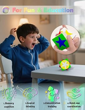 ROXENDA Irregular Star Cube Stickerless Speed Cube - Smooth Twist Puzzle Magic Cube for Kids & Adults, Educational STEM Toy, Cubing Classroom (Stickerless)