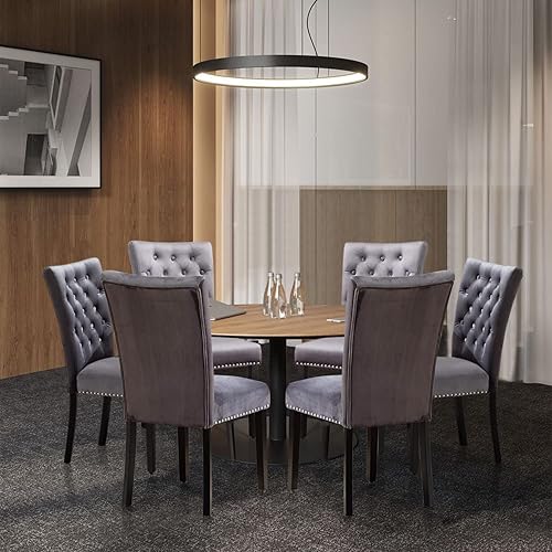 Miniatura 2 de Silla de comedor tapizada de terciopelo, sillas de cocina modernas de ocio con ribete de cabezas de clavos de cobre, sillas de sala de estar de