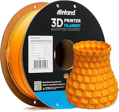 23 – INLAND Micro Center Matte PLA Filament 1.75mm, Orange 3D Printer Filament, 3D Printing Filament 1kg Cardboard Spool (2.2 lbs), Dimensional A…