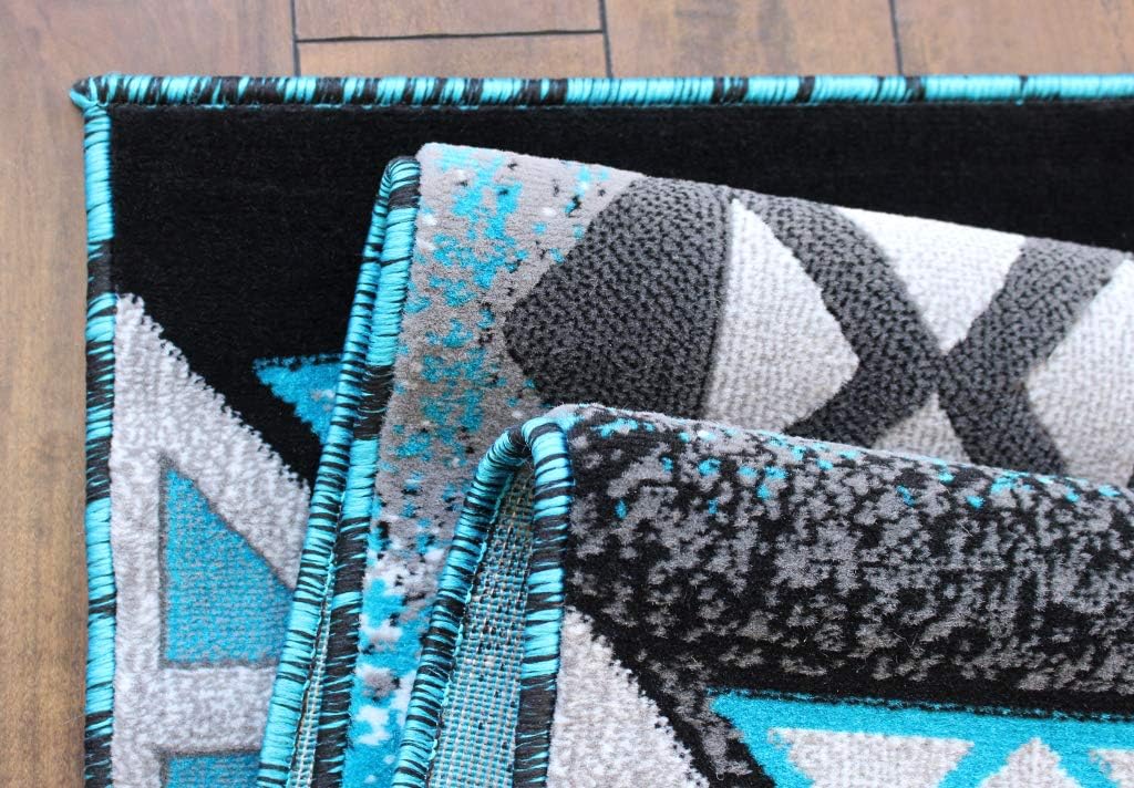 Masada Rugs, Southwest Native American Design Area Rug (6 Feet X 9 Feet, Turquoise)
