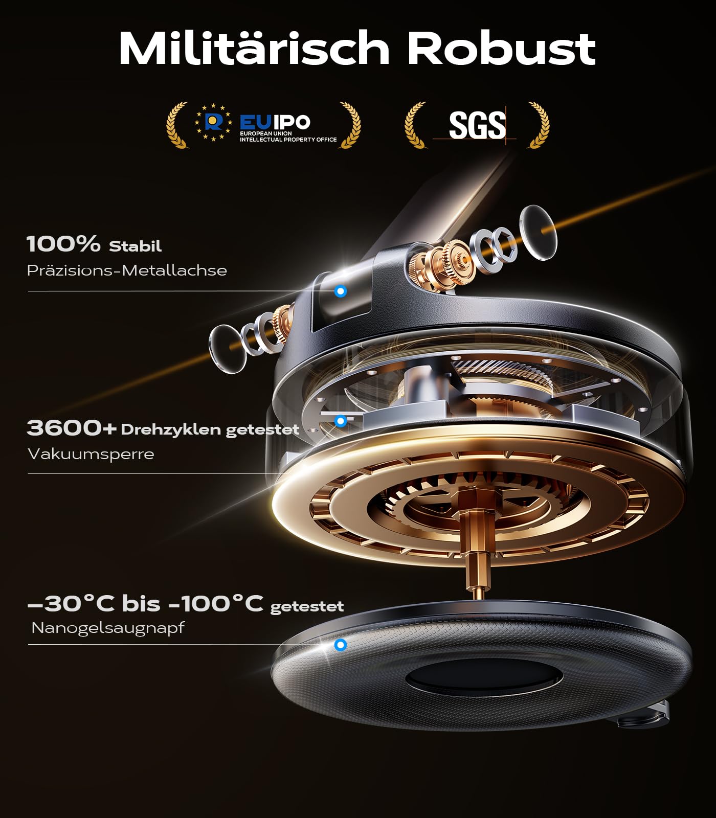 VICSEED Upgraded - Supporto magnetico a doppio strato e ventosa, girevole a 360°, per iPhone, Samsung e smartphone