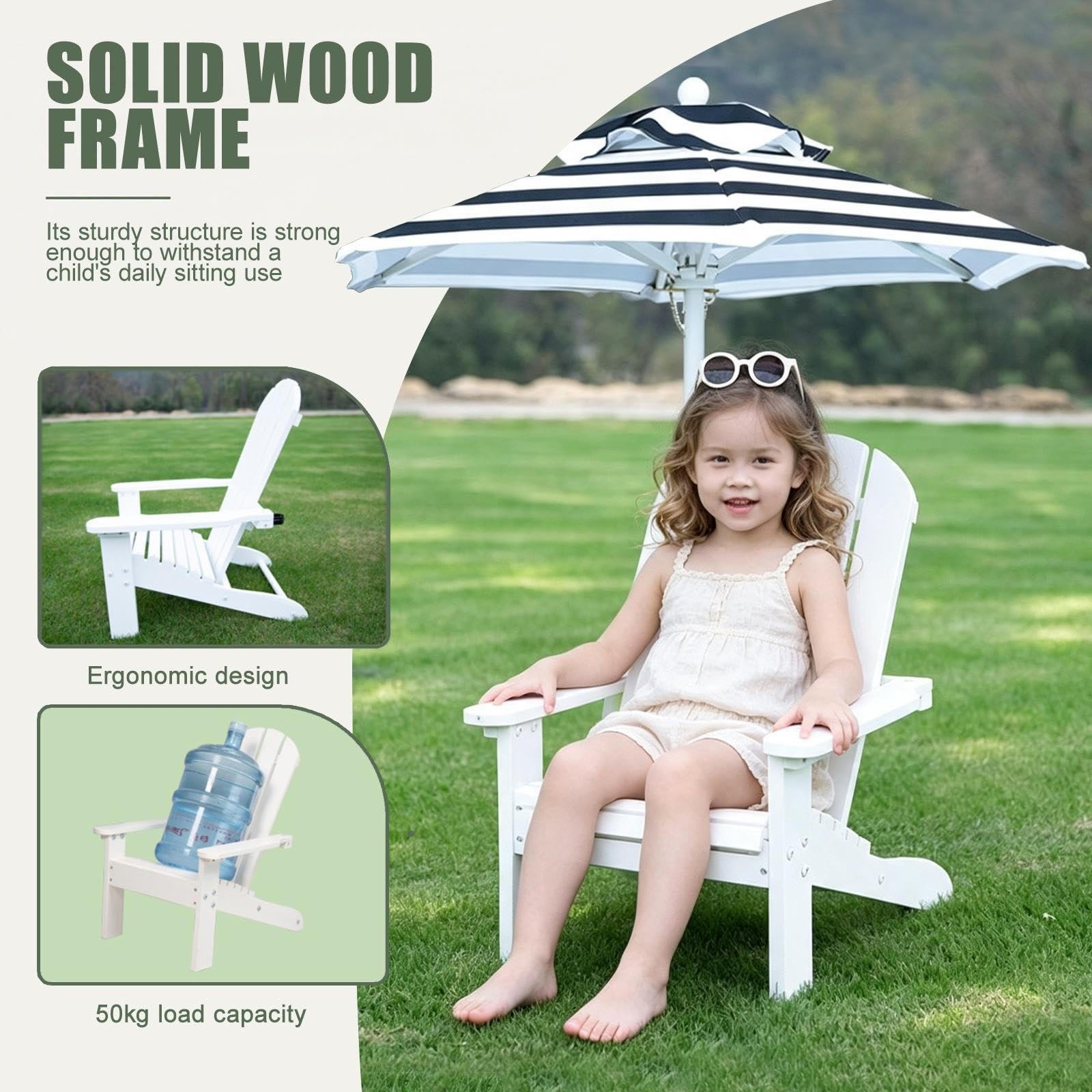 Lettino Prendisole con Ombrellone Staccabile per Bambini, Sedia da spiaggia | Funzione ergonomica da esterno Sedia a sdraio per viaggi in giardino relax(Blue B)