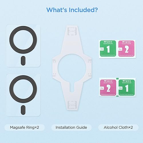 Vista 7 de OUTXE Paquete de 2 anillos adaptadores magnéticos, adhesivo magnético universal compatible con accesorios Magsafe y carga inalámbrica