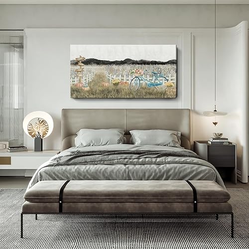 Vista 63 de Lienzo decorativo para pared, baño, estilo bohemio, costero, granja, vaca, montaña, flor, ilustración, obra de arte floral, paisaje rústico de Arte