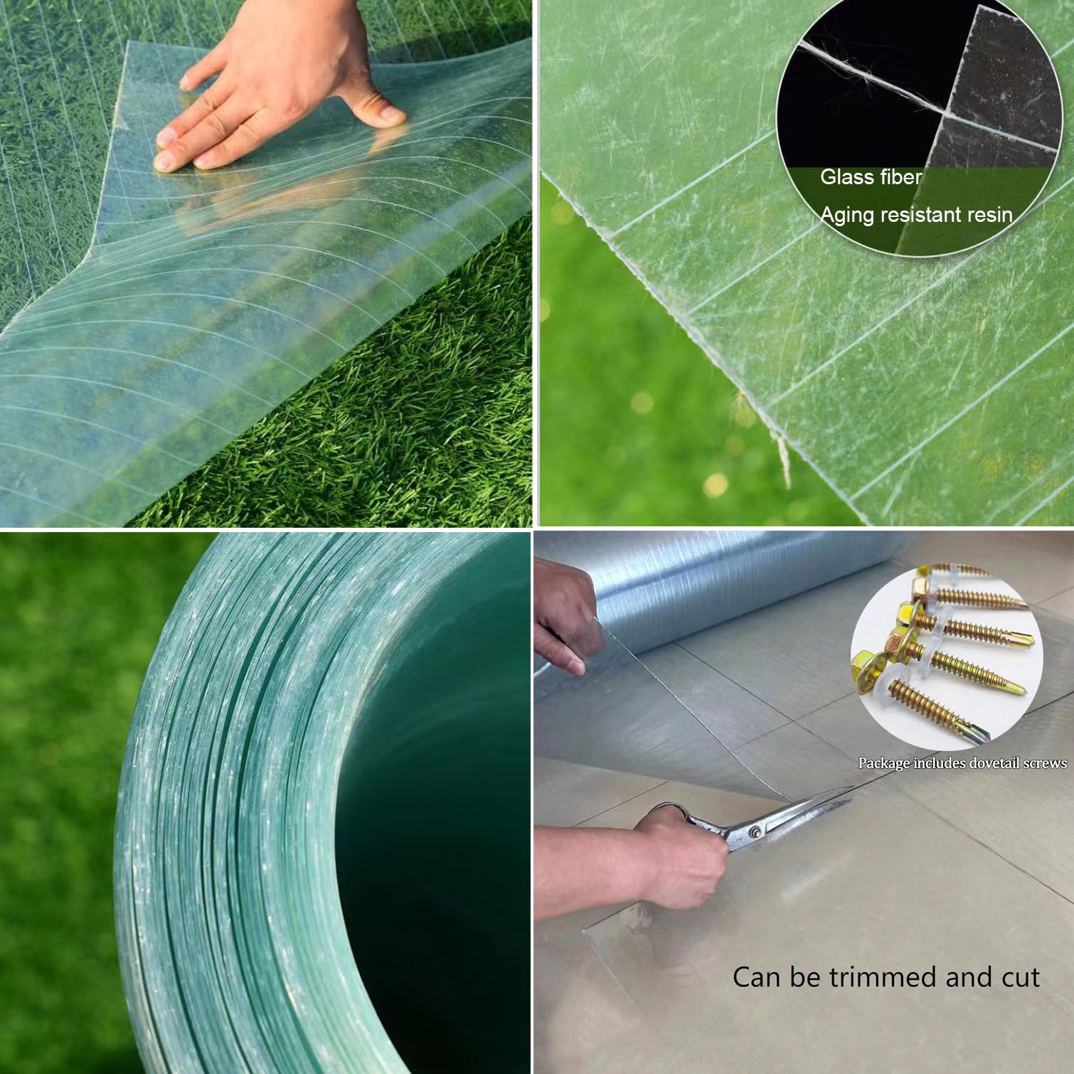 Planchas Transparentes Tejados,Placas de Policarbonato para Techos,Hojas de Invernadero,Panel Aislamiento Fibra de Vidrio,Marquesinas Exterior Terraza Jardín,Fácil de Cortar (1.2x6m)