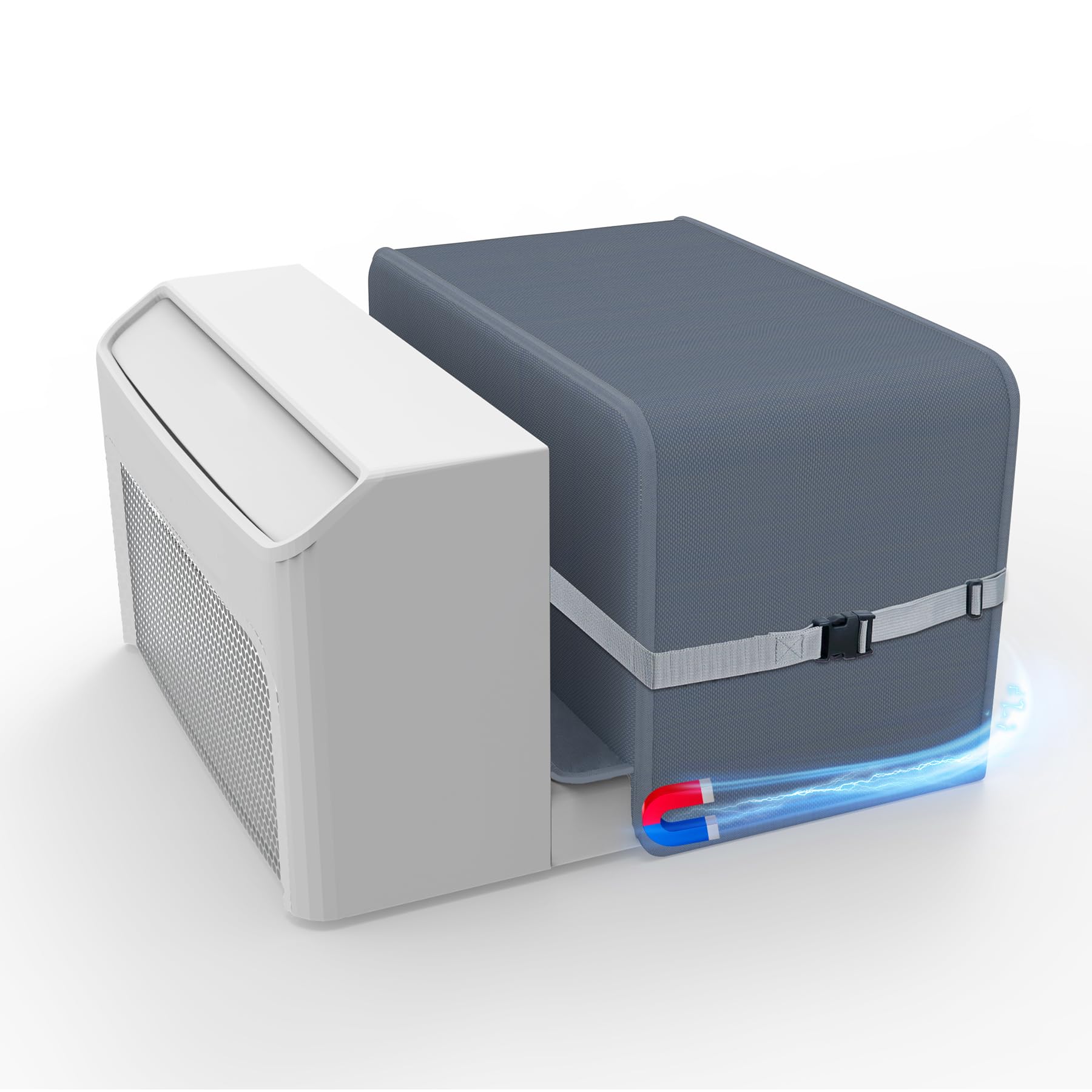 BJADE'S Window AC Cover Compatible with Midea U-Shaped Window Air Conditioner Unit,Heavy-Duty,Waterproof 600D Polyester Outdoor AC Covers,Dustproof & Windproof Outside Window AC Protection Cover,Grey