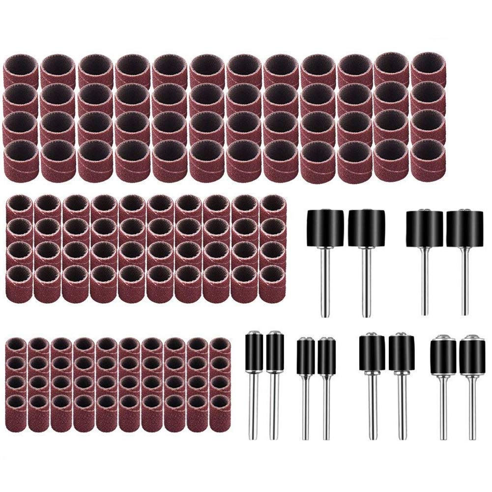 338pcs Sanding Drum Kit with Free Box fits Dremel Includes Rubber Drum Mandrels - 1/2, 3/8 & 1/4"