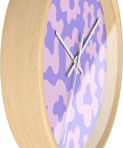 Miniatura 2 de Reloj de pared floral Y2k morado con diseño de flores, Groovy Pastel Kawaii estético Cyberpunk Reloj de pared de cocina, Hippie Retro Decoración del