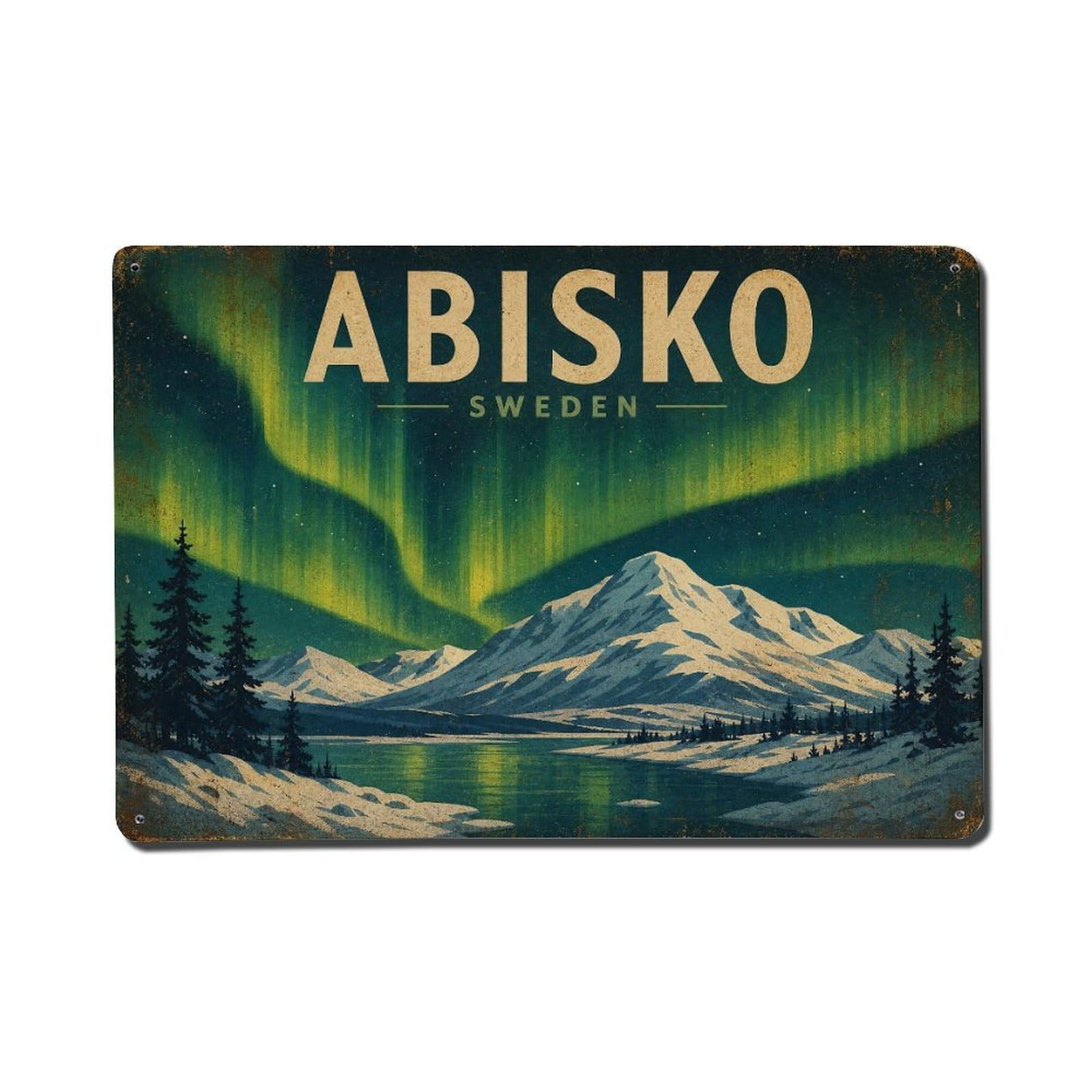 Retro Travel Sweden Abisko Metal Tin Sign