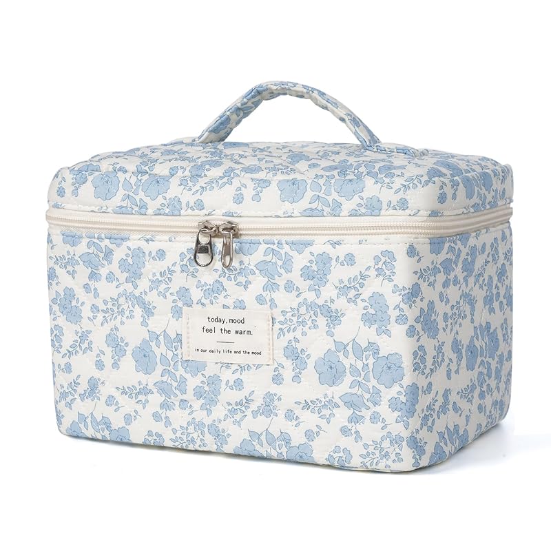honitty Necessaire de Maquiagem Matelassê Floral com Compartimento em Tela