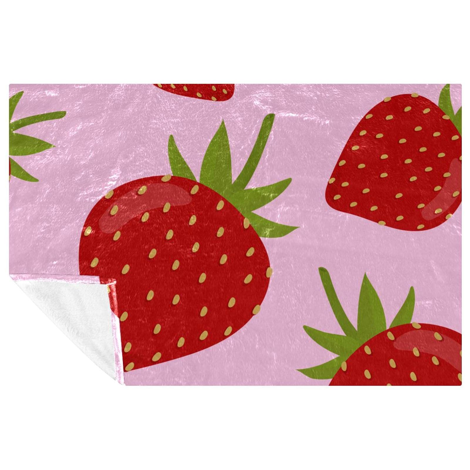 Couverture fraises 150x100 cm douce et chaude pour lit et canapé
