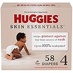 Huggies Size 4 Diapers, Skin Essentials Baby Diapers, Size 4 (22-37 lbs), 58 Count