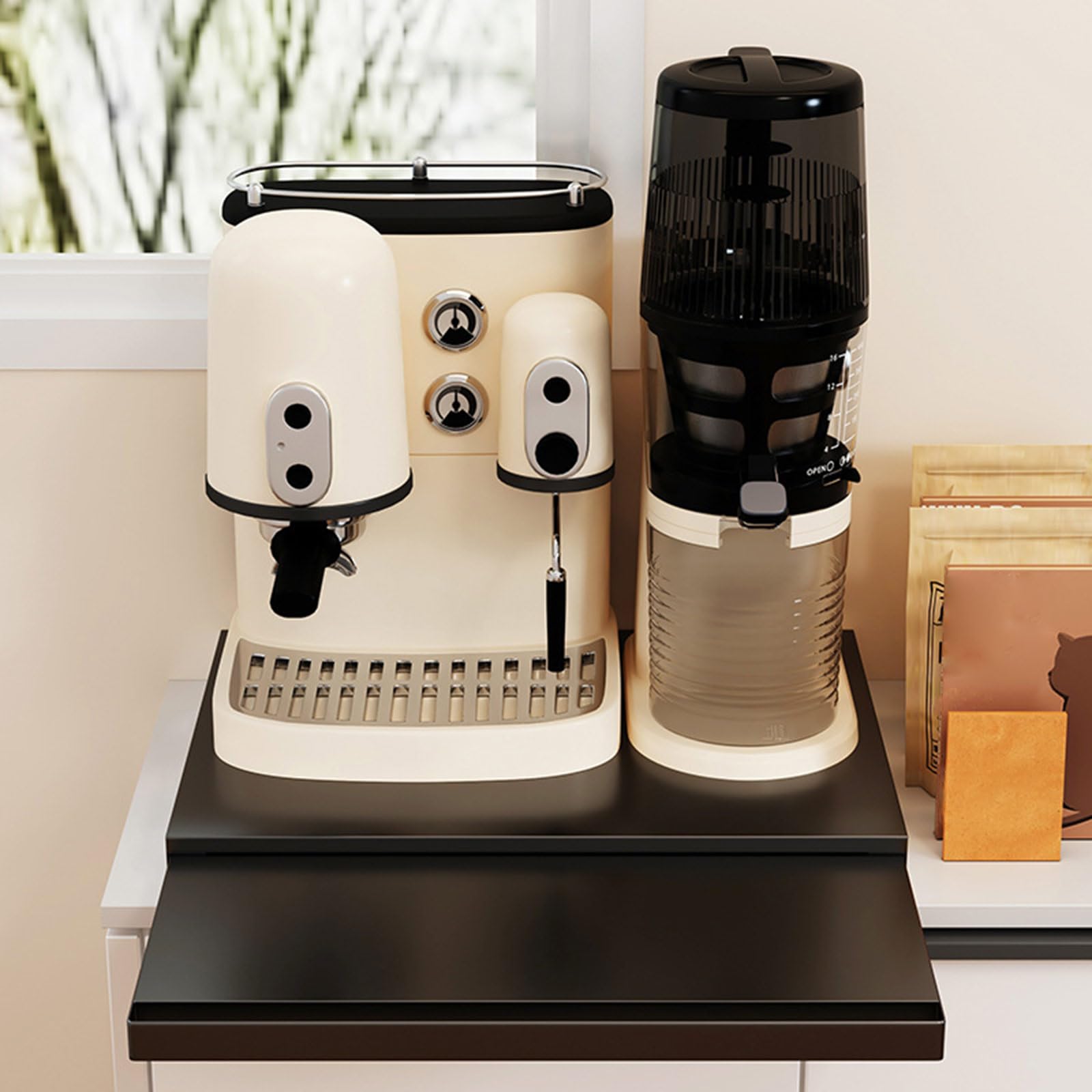 Robuster Kaffeemaschinenhalter aus Metall, robuster Kaffeezubehör Organizer, Ständerhalter, entworfen für kleine Räume, als Geschenk für Liebhaber