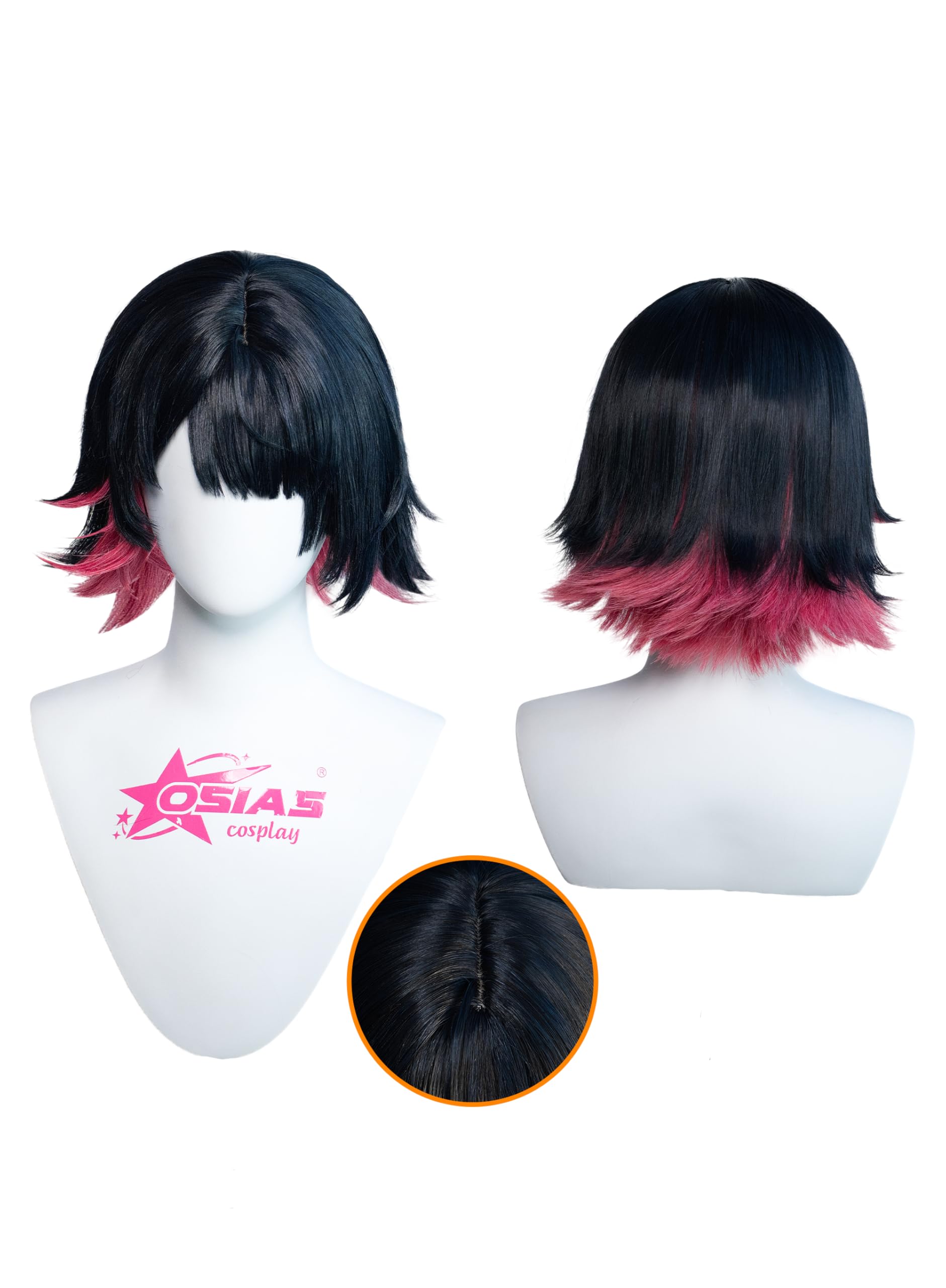 OSIAS Ellen Joe Wig Blue Black Mixed with Pink Synthetic Heat Resistant Hair
