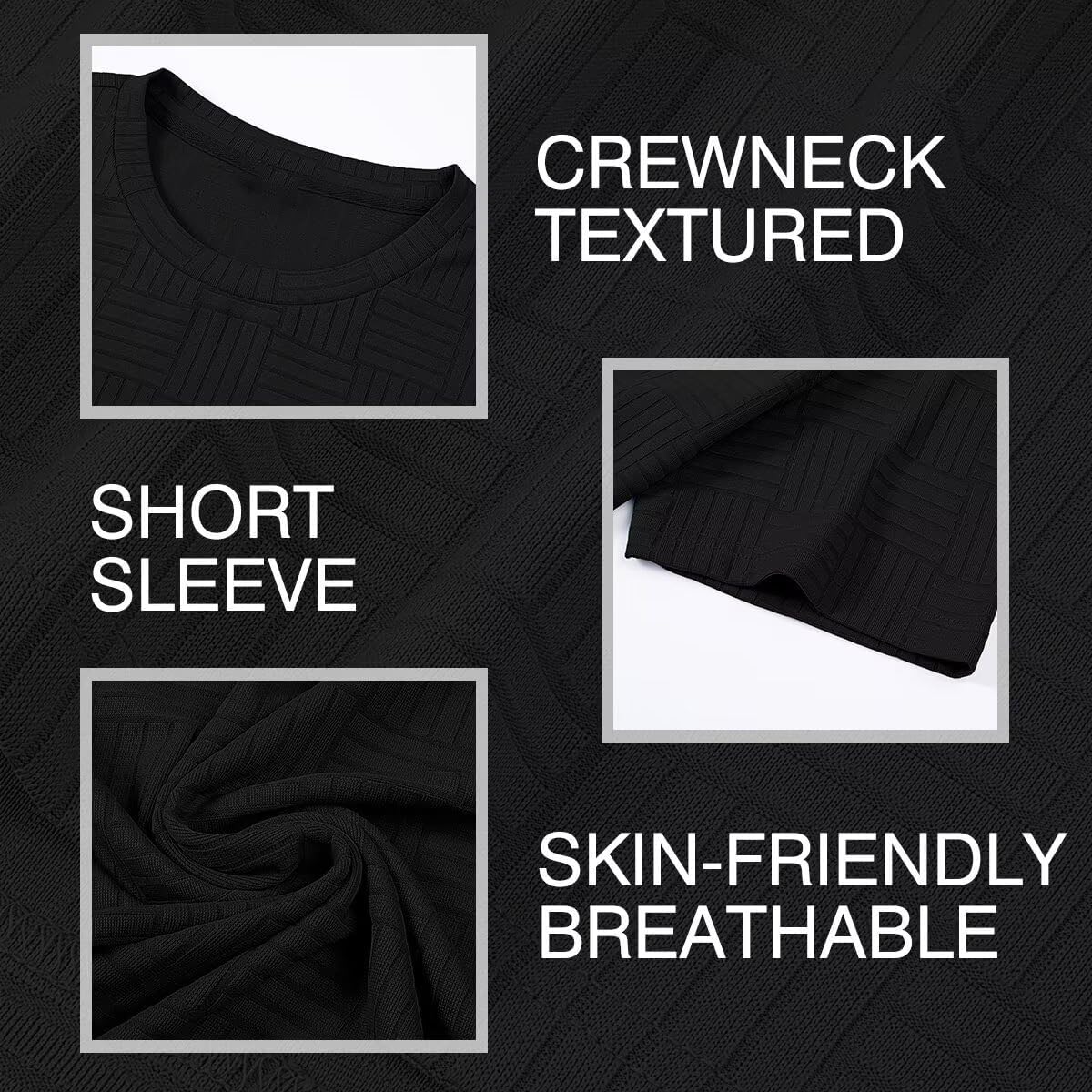 Men's T Shirts Summer Crewneck Tee Shirts Casual Textured Short Sleeve Pullover Tshirts - Image 5