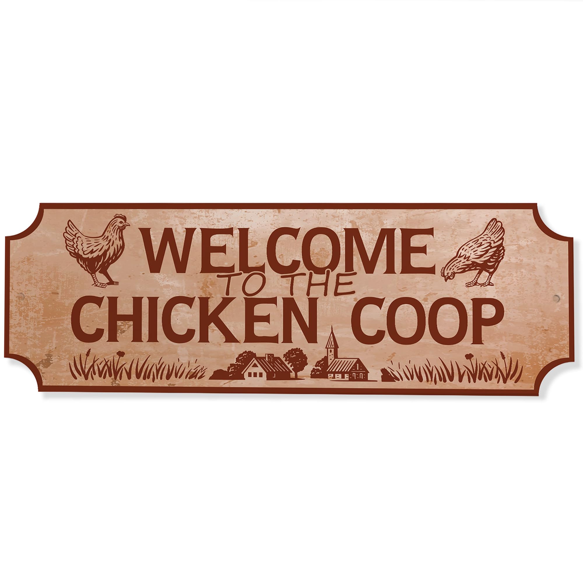 Red Ocean Chicken Coop Welcome Plaque For Farm Garden Yard Chicken Signs For Coop Outside Weatherproof 30x10cm Wall Fence Plaques