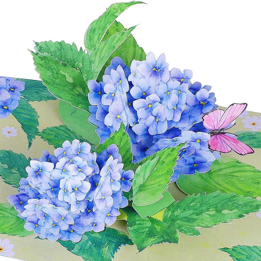 Liif Hydrangea Blossoms Butterfly 3D Greeting Pop Up Mother’s Day Card, Spring, Summer, Anniversary, Fathers Day, Get Well, Thinking Of You,With…