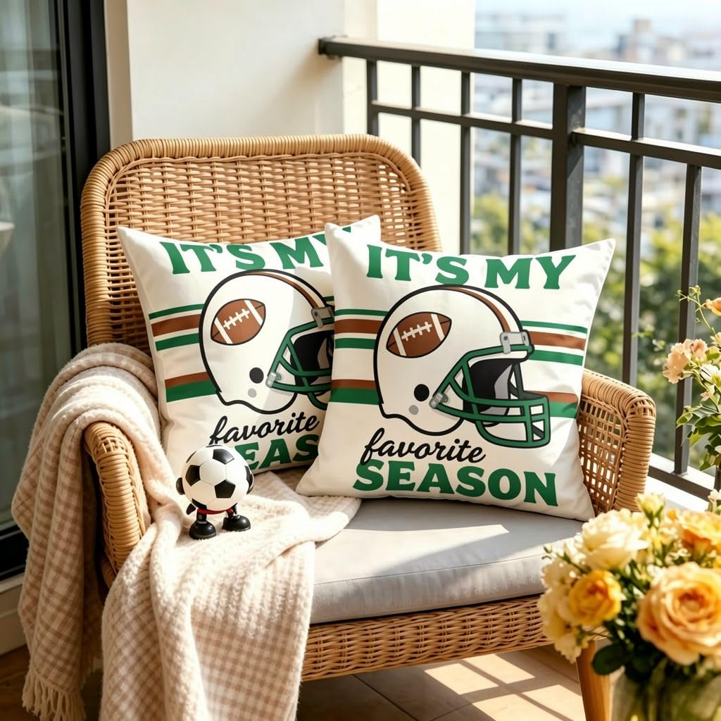 Women's American Football Helmet Throw Pillow Cover, Linen Cushion Cover-16X16