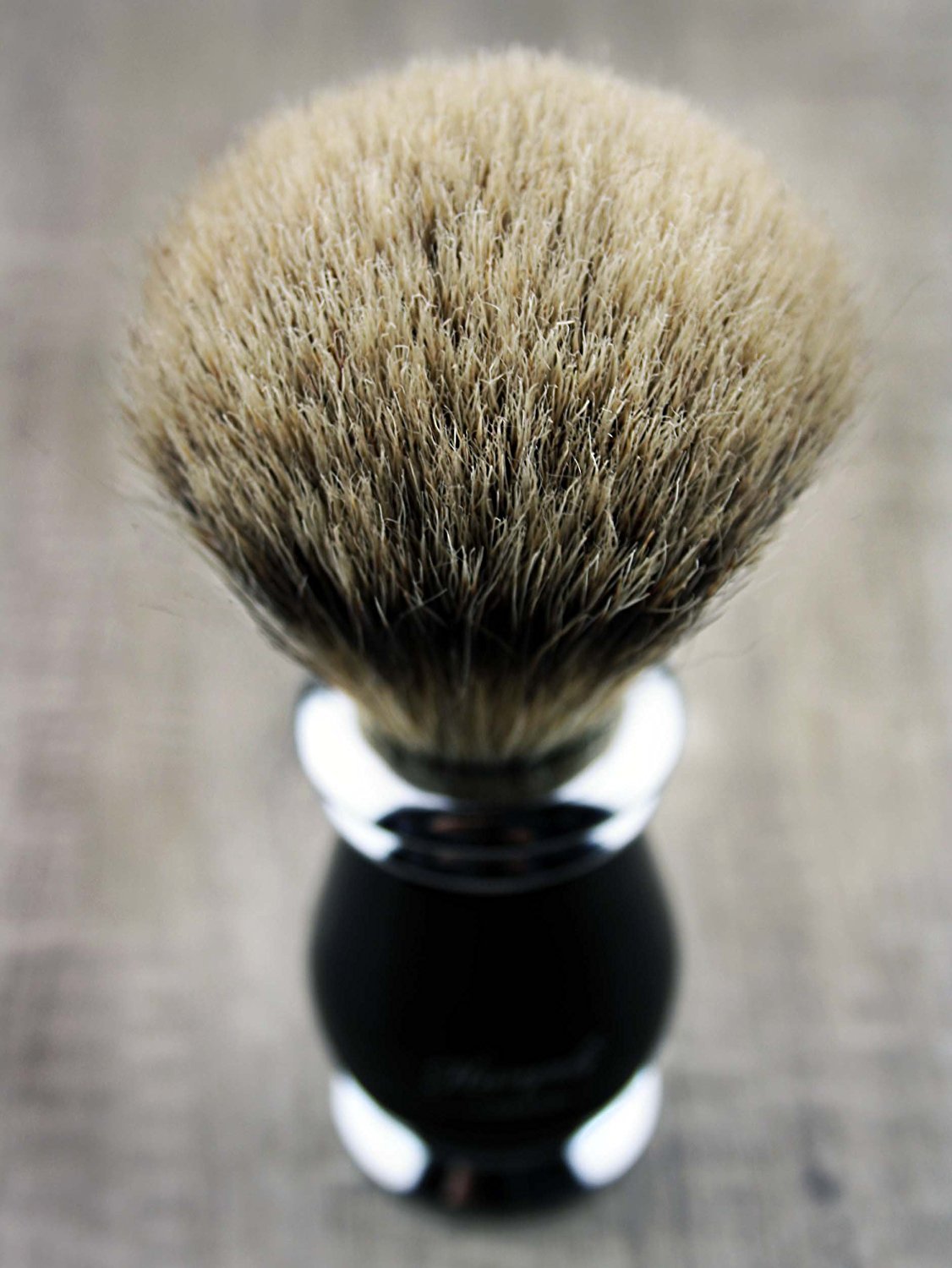 Schwarze Farbe 3 Stück Rasierzeug Bestnote Silber Spitze Dachs Rasierpinsel klassische Rasierhobel und Doppelständer für beide Rasierer und Pinsel mit ALUM-STOCK