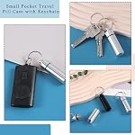 12 Pièces Porte-clés Porte-pill Portable Pill Porte-clefs Conteneur Pill Organizer Travel Cas Pill Aluminium Boîte à pilules Bouteille de médecine pour les voyages en camping en plein air (Noir, Argent)