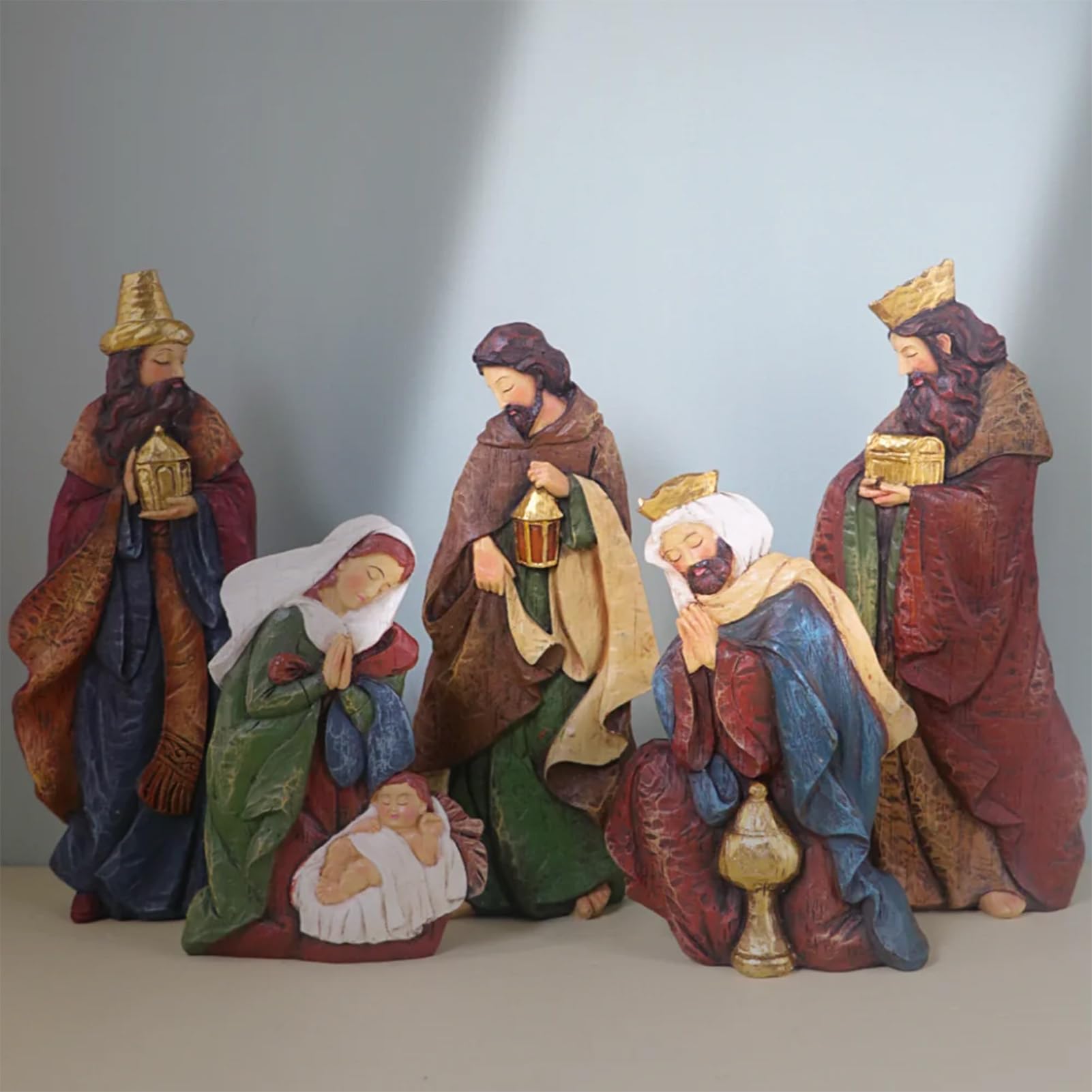 Set Per Presepe Set Classico In Resina Da 5 Pezzi | Scena Della Nascita Di Gesù Decorazione Interna Per Davanzale Chiesa Portico Tavola Da Pranzo Scuola Bambini Adulti Madre