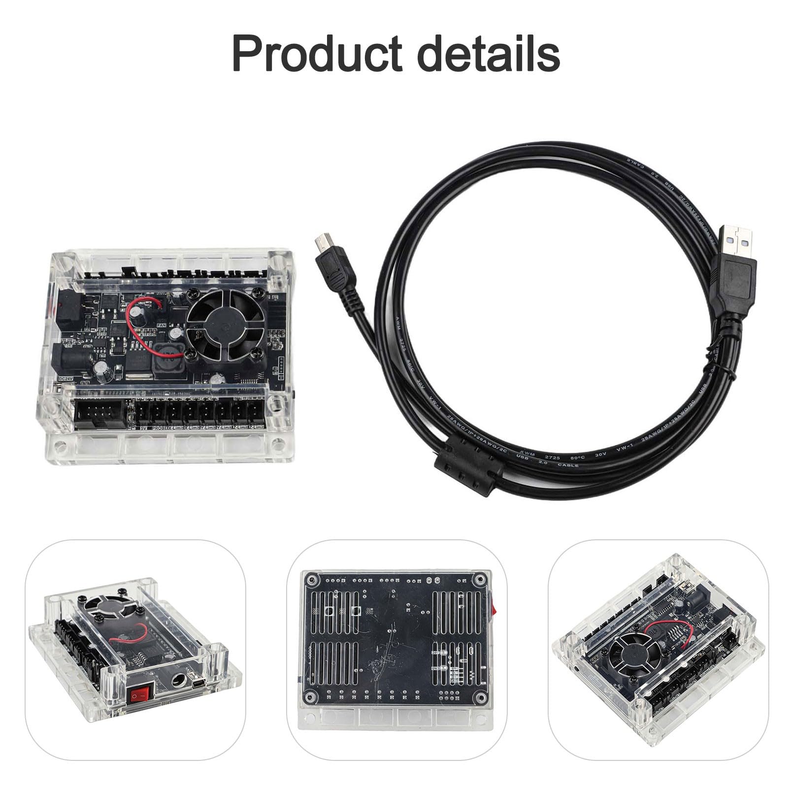 GRBL - Placa controladora, tarjeta de control CNC para máquina grabadora 3018 PRO, 2418, interfaz USB, soporte sin conexión, 24 V, con refrigeración por ventilador