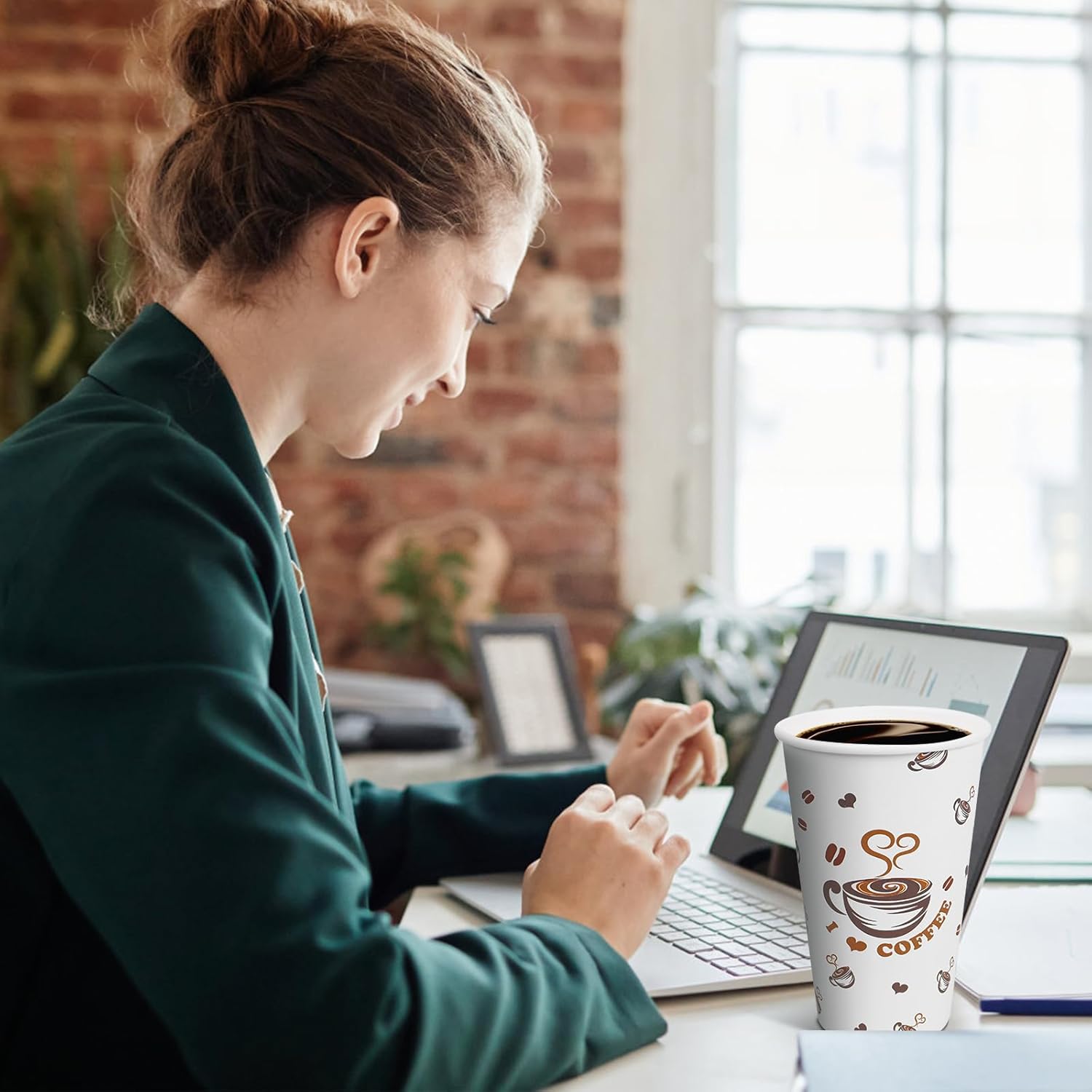 Ginkgo 180 Count 16 oz Disposable Coffee Cups | Thickened Leak-Proof Paper Cups | Perfect for Hot Beverages, Coffee Bars, Parties, Cafes, Office and Daily Use - Image 4