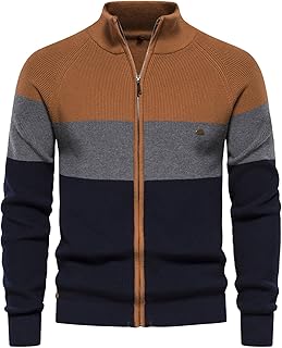 Abrigo de punto suéter de punto de algodón grande con cremallera para hombre Abrigo acolchado de color a juego