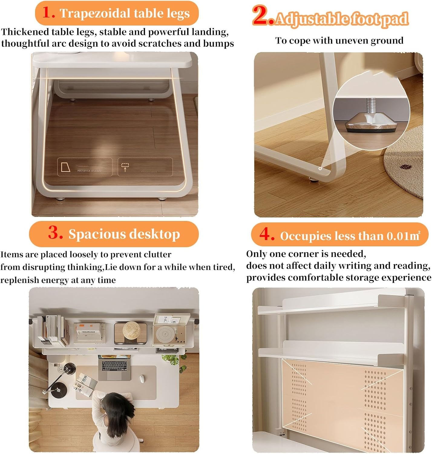 FORRTY Study Table Home Computer Desk Bedroom Writing Desk Bookshelf Integrated Desk Office Desk Stationery Storage Perforated Plate Design Double Storage Space(Single table,120cm(47.2in)) 7 71BrYkfD5lL. AC SL1500