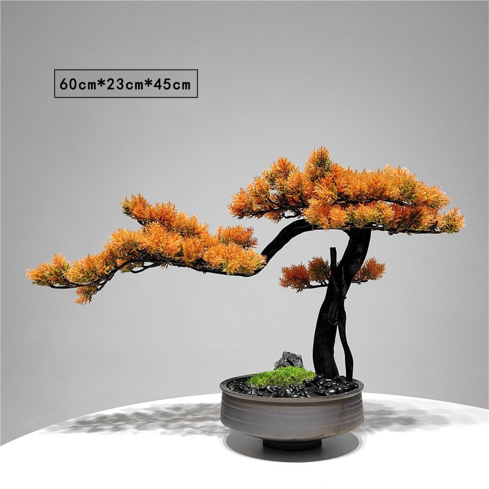 Albero Bonsai Artificiale Bonsai Artificiale in Stile Cinese con Vaso in Ceramica, Albero in Arancione for Soggiorno
