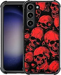 Capa para Samsung Galaxy S23 Plus, proteção à prova de choque para homens mulheres antiderrapante para Samsung Galaxy S23 Plus estilo mangá de terror caveira vermelha padrão louco