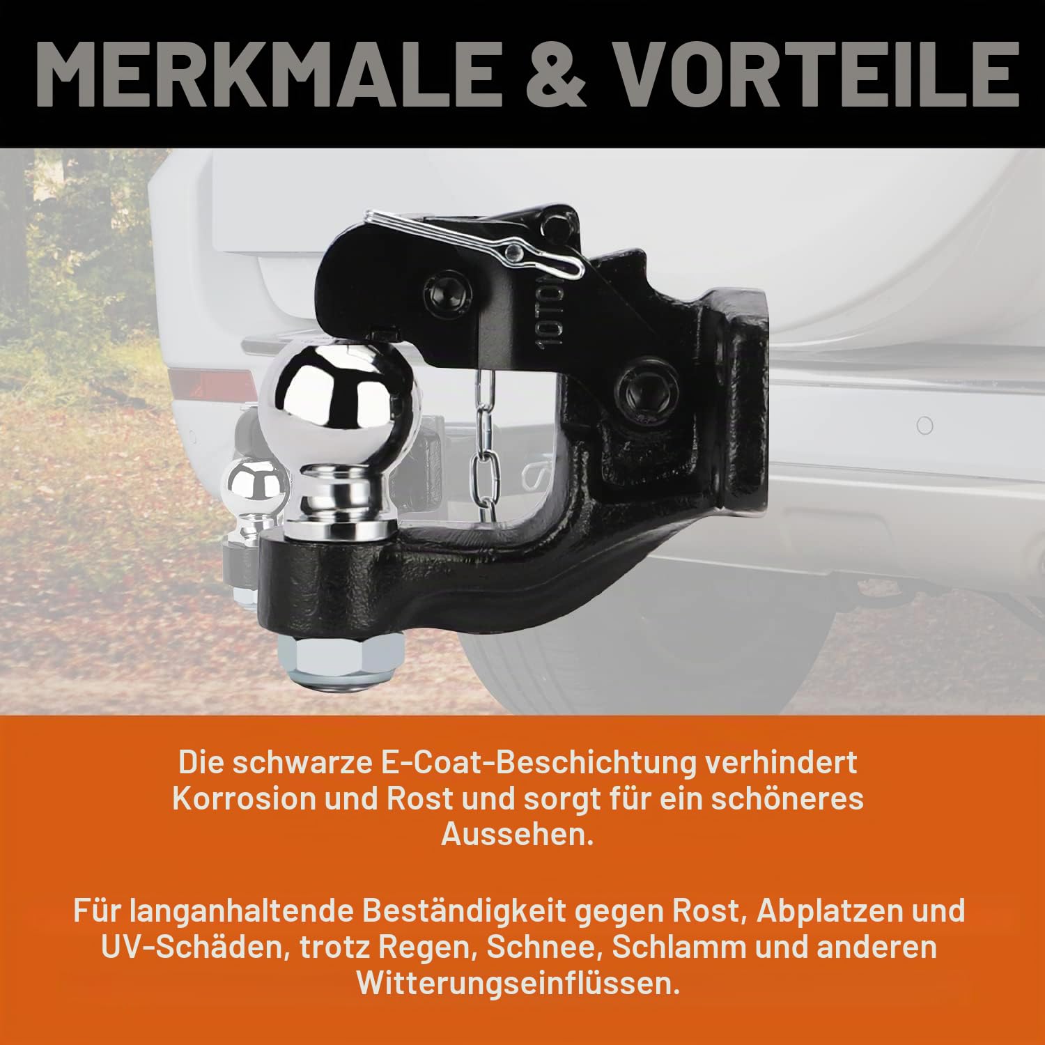 HEYOUTH Anhängerkupplung Ø 50mm Kugelkopf,bis zu 8000kg/8T Kombikupplung Kupplungskopf in Schwarz,Anhängerkupplungskugel,für Transporter Pick-Up LKW PKW Quad Traktor UVM