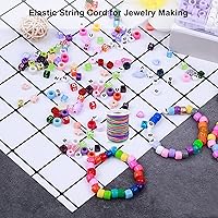 Vista 5 de 1mm Cuerda elástica para pulseras, Cordón elástico arcoíris resistente para hacer joyas, collares, cuentas y manualidades