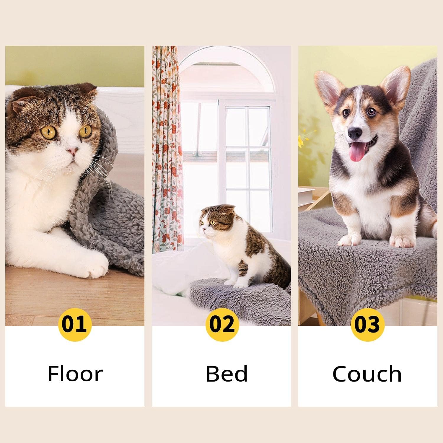 Cozy Fleece Dog Blanket Small Fuzzy Soft Washable Puppy Blankets Chew Proof Sherpa Couch Pet Cat Throw Anxiety Weighted Bed Pad Cover Gray: Kitchen & Dining