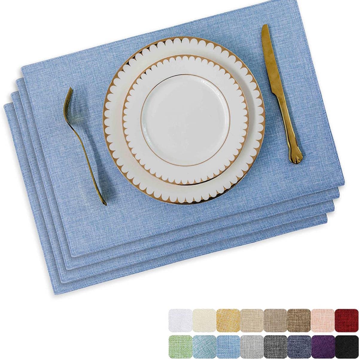 Produktbild von LUFEIJIASHI Tischset-Set – 6 Stück, Hitzebeständig, Rutschfest, Waschbar (36,8x45,7 Cm, Marineblau)