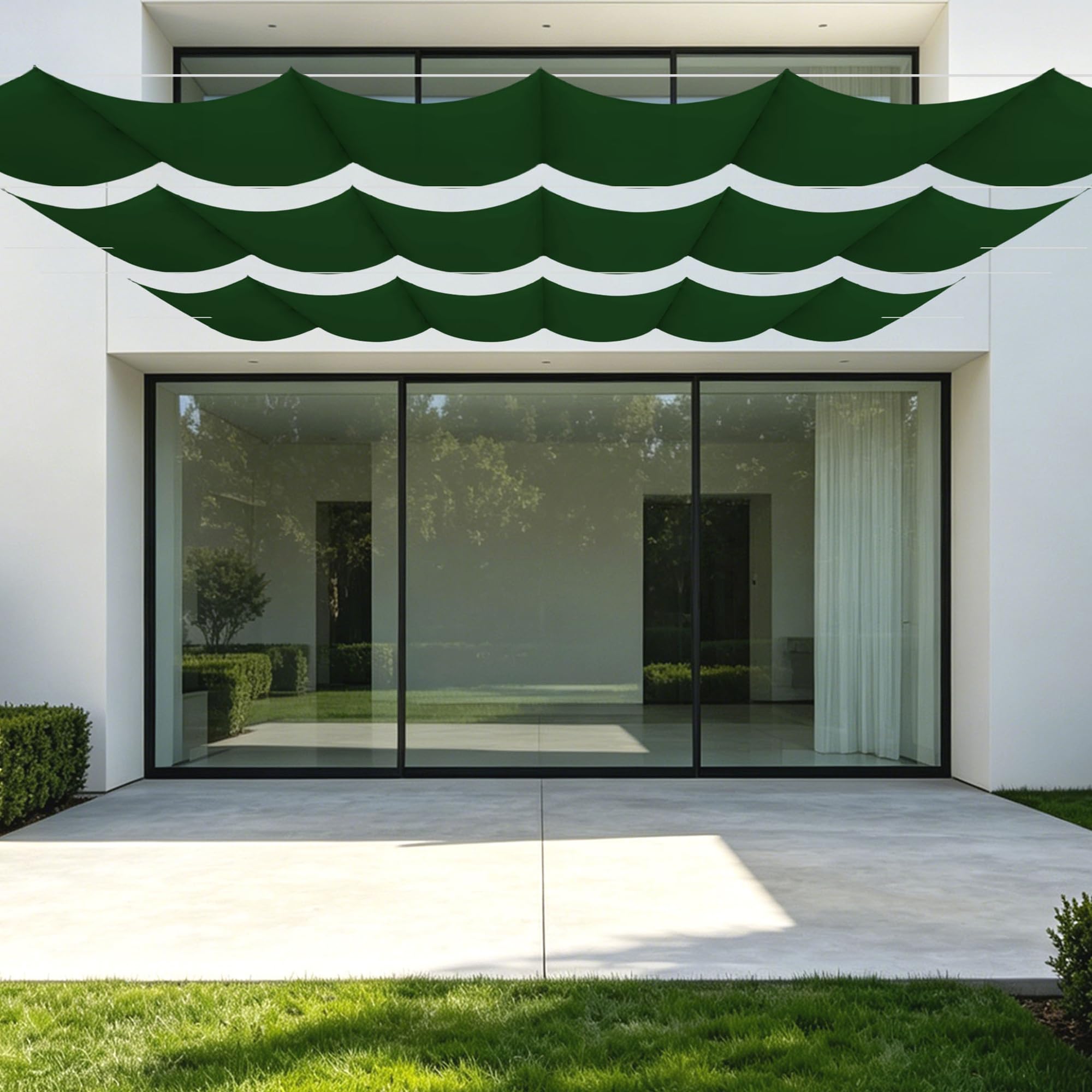 Voile d'ombrage rétractable 600x400 cm vert foncé pour résoudre le manque d'ombre au jardin