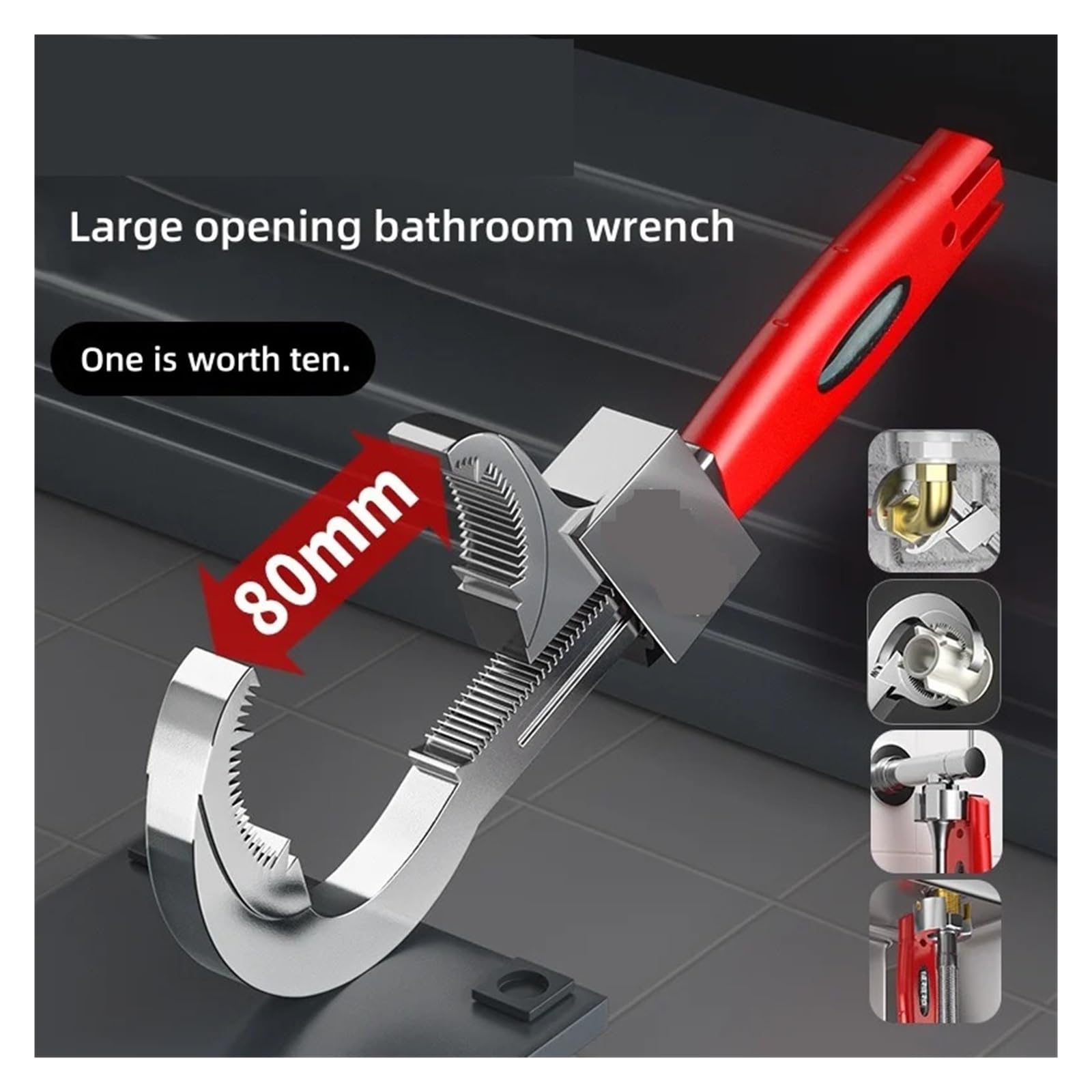 Klucz nastawny, Wielofunkcyjny klucz do zlewu, uniwersalny, duży, otwarty kran, narzędzia instalacji rur wodociągowych w łazience(8 in 1 and a Wrench)
